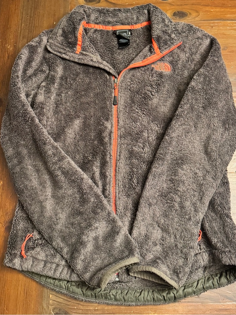 The North Face Brown Fleece Jacket with Orange Trim